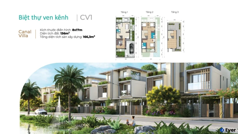 Thiết kế công năng sản phẩm biệt thự ven kênh