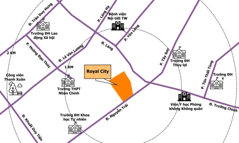 Vị trí của dự án khu đô thị Royal City
