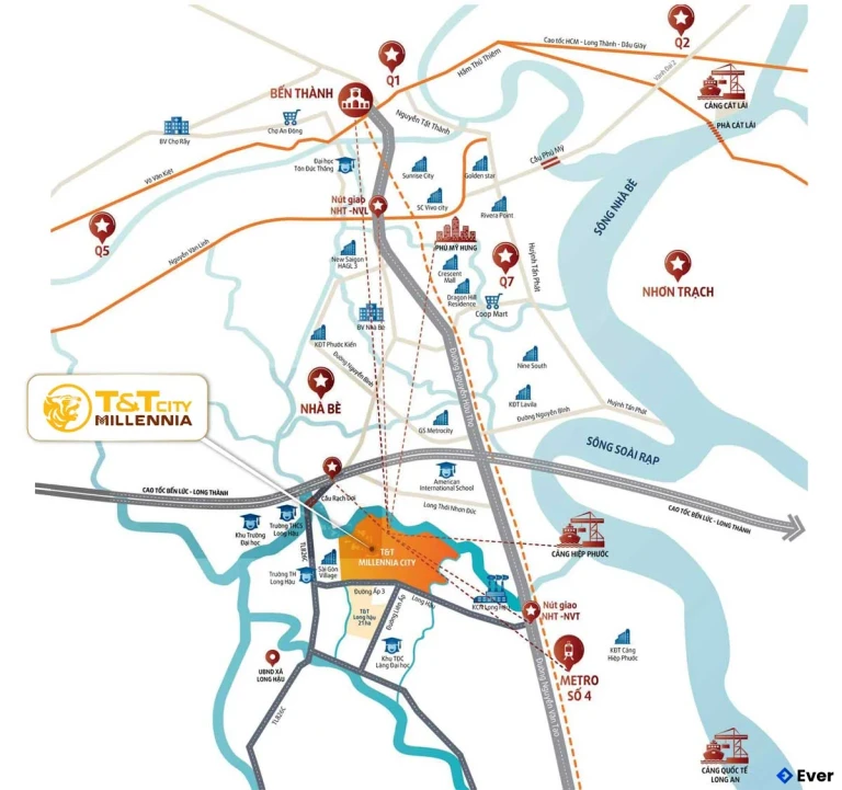 Vị trí dự án T&T Millennia City Long Hậu