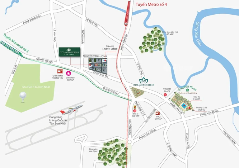 Vị trí kết nối dự án CityLand Park Hills