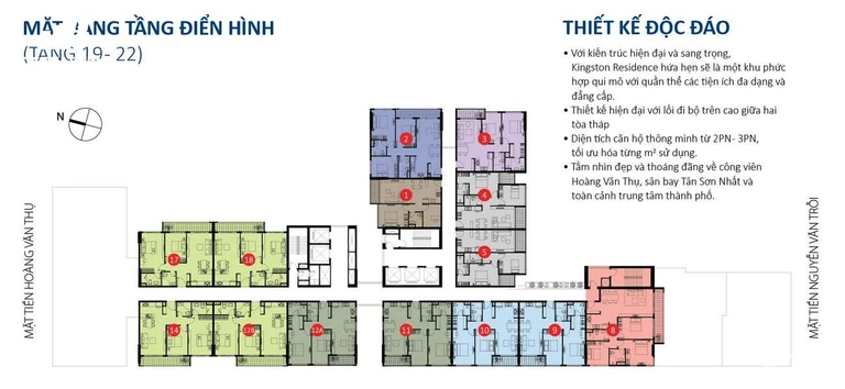 Mặt bằng dự án căn hộ chung cư Kingston Residence Phú Nhuận Đường Hoàng Văn Thụ chủ đầu tư Novaland