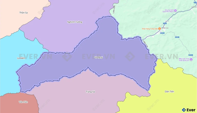 Bản đồ xã Võ Nhai, Thái Nguyên sau sáp nhập