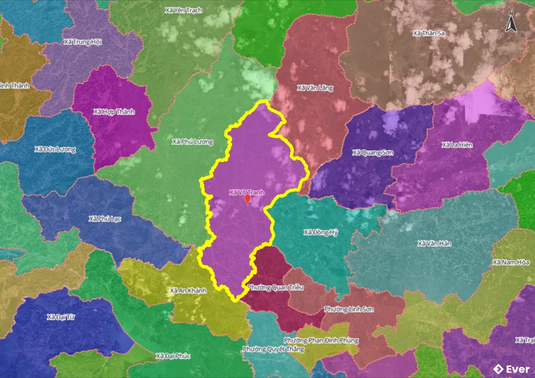 Ranh giới hành chính xã Vô Tranh