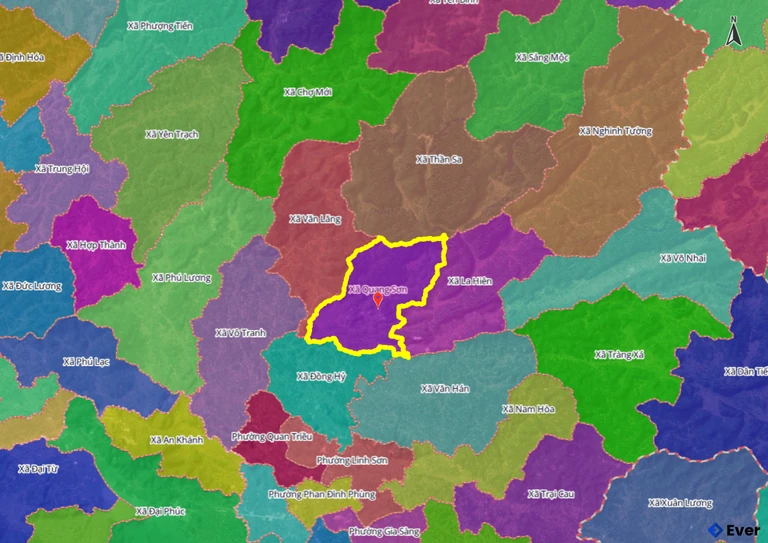 Ranh giới hành chính xã Quang Sơn