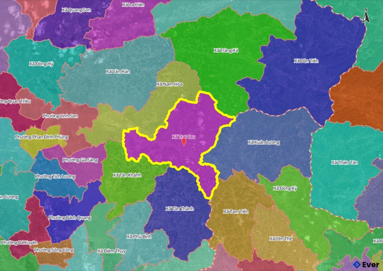 Ranh giới hành chính xã Trại Cau