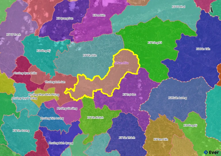 Ranh giới hành chính xã Nam Hòa