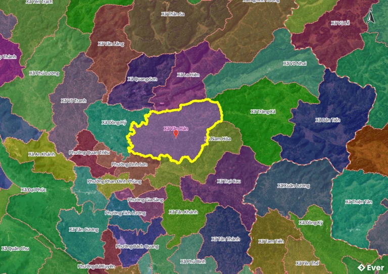 Ranh giới hành chính xã Văn Hán