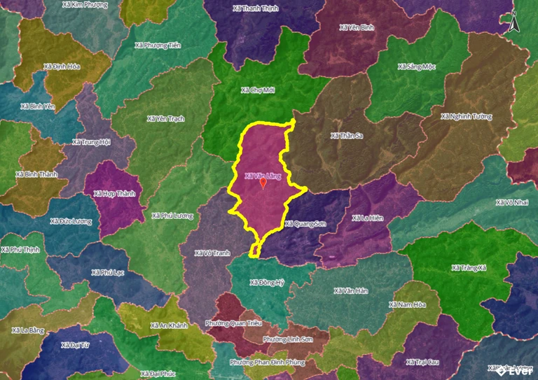 Ranh giới hành chính xã Văn Lăng