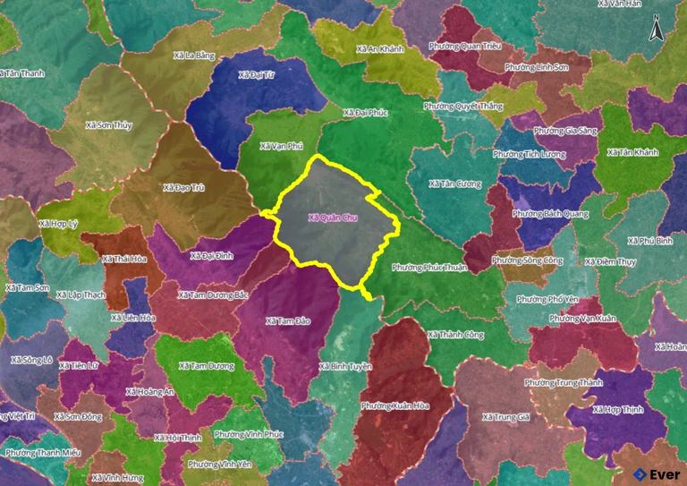 Ranh giới hành chính xã Quân Chu