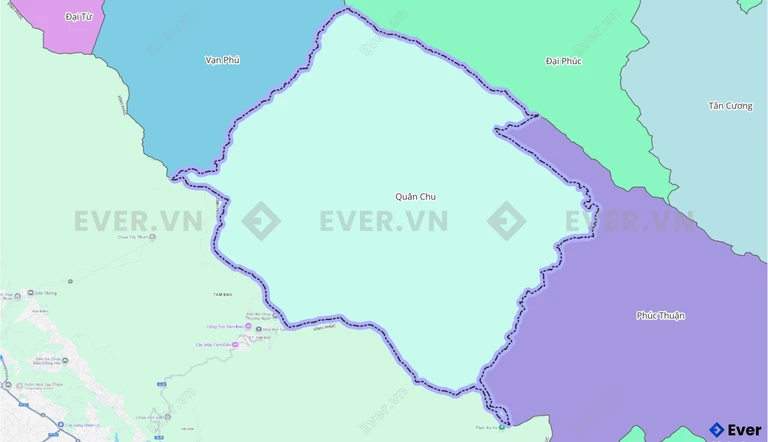 Bản đồ xã Quân Chu, Thái Nguyên sau sáp nhập