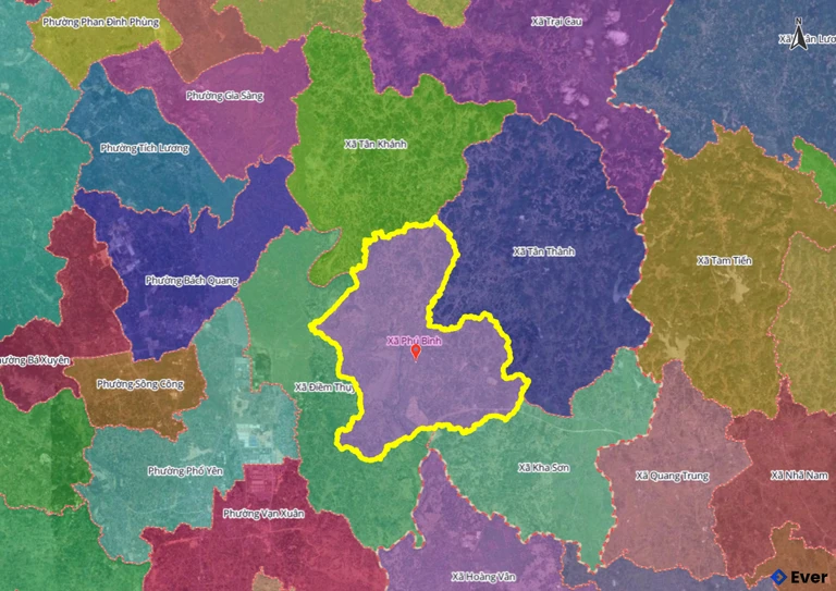 Ranh giới hành chính xã Phú Bình