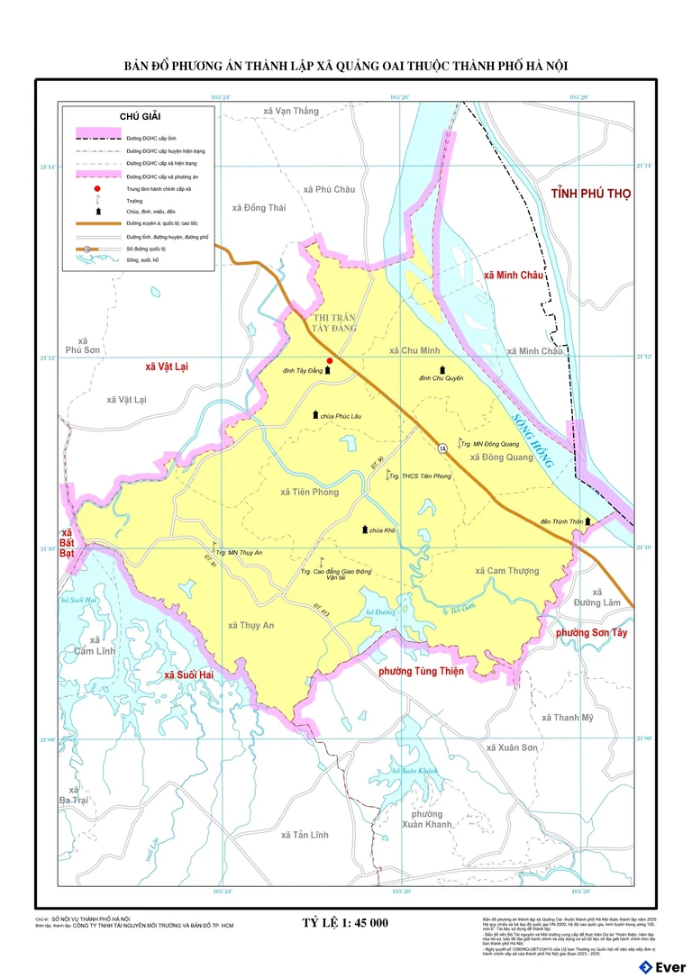 Bản đồ xã Quảng Oai, Hà Nội sau sáp nhập