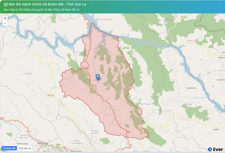 Bản đồ hành chính xã Đoàn kết sau sáp nhập