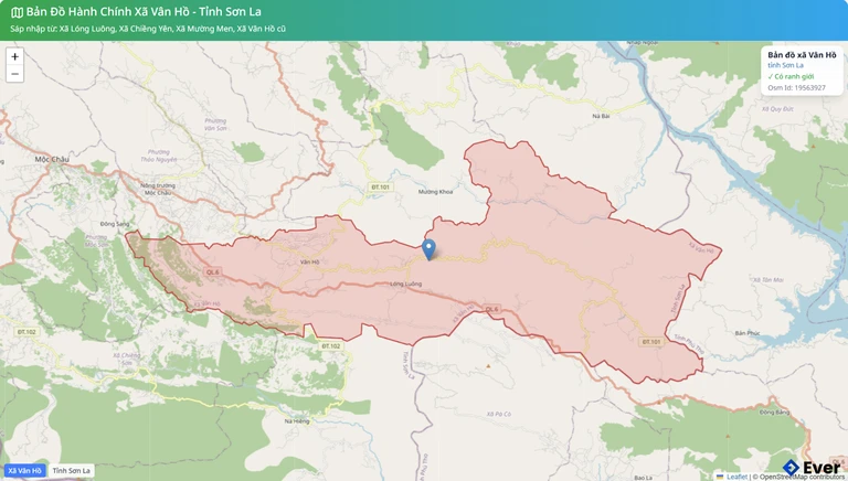 Bản đồ hành chính xã Vân Hồ