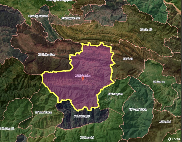 Bản đồ xã Xuân Nha, Sơn La sau sáp nhập