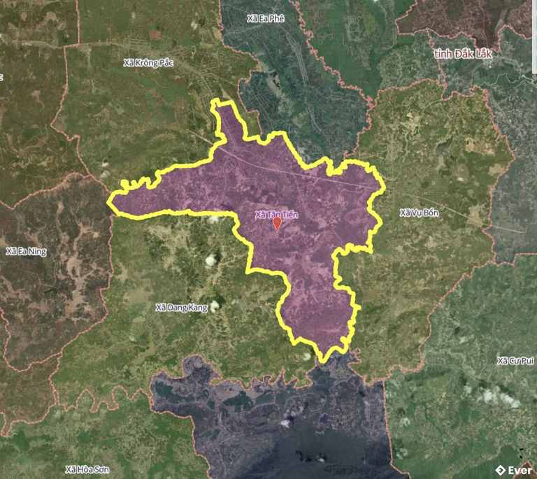 Bản đồ xã Tân Tiến, Đắk Lắk sau sáp nhập