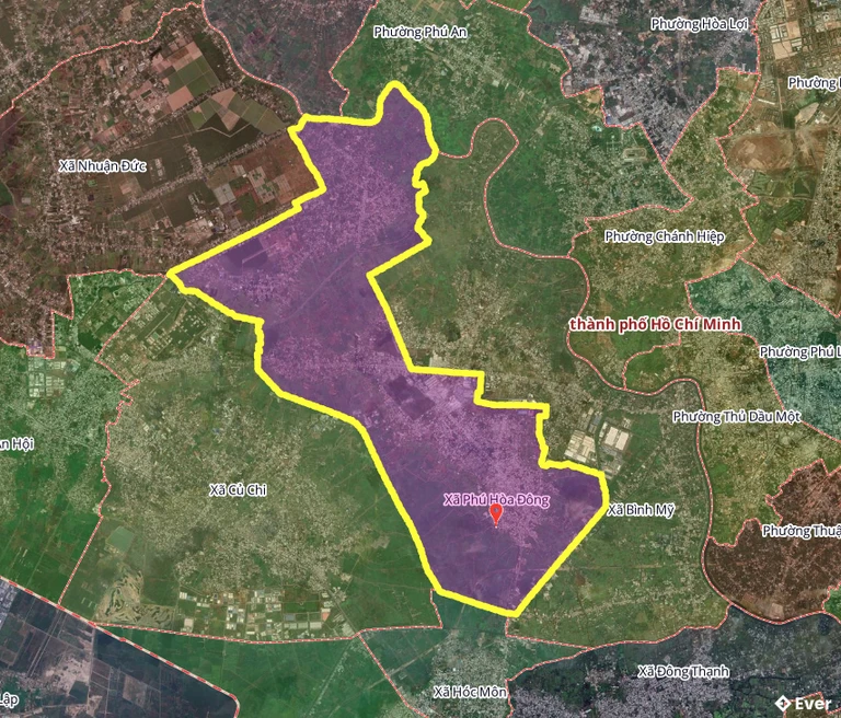 Bản đồ xã Phú Hòa Đông, thành phố Hồ Chí Minh sau sáp nhập