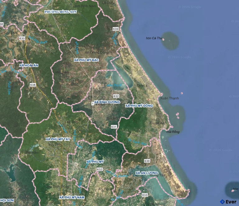 Bản đồ xã Phù Mỹ Đông, Gia Lai sau sáp nhập