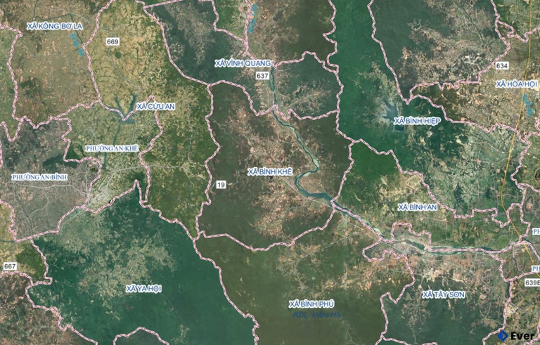 Bản đồ xã Bình Khê, Gia Lai sau sáp nhập