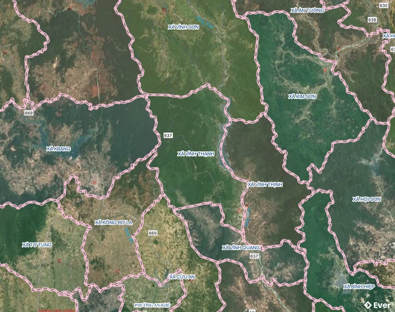 Bản đồ xã Vĩnh Thạnh, Gia Lai sau sáp nhập