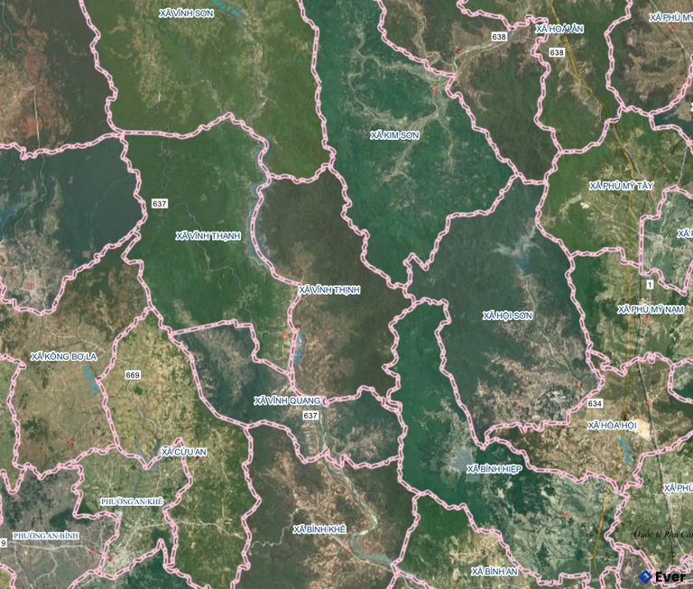 Bản đồ xã Vĩnh Thịnh, Gia Lai sau sáp nhập