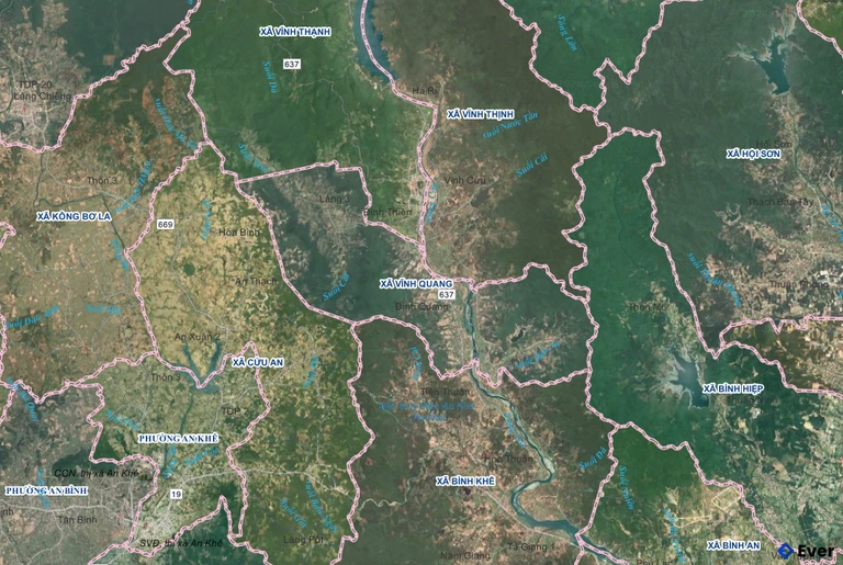 Bản đồ xã Vĩnh Quang, Gia Lai sau sáp nhập