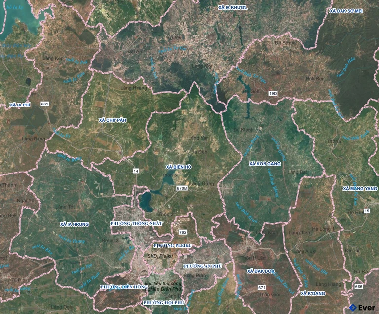 Bản đồ xã Biển Hồ, Gia Lai sau sáp nhập