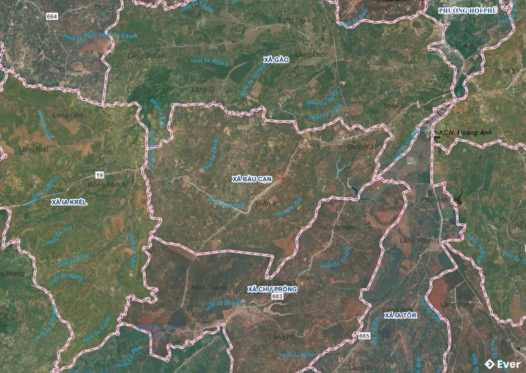 Bản đồ xã Bàu Cạn, Gia Lai sau sáp nhập