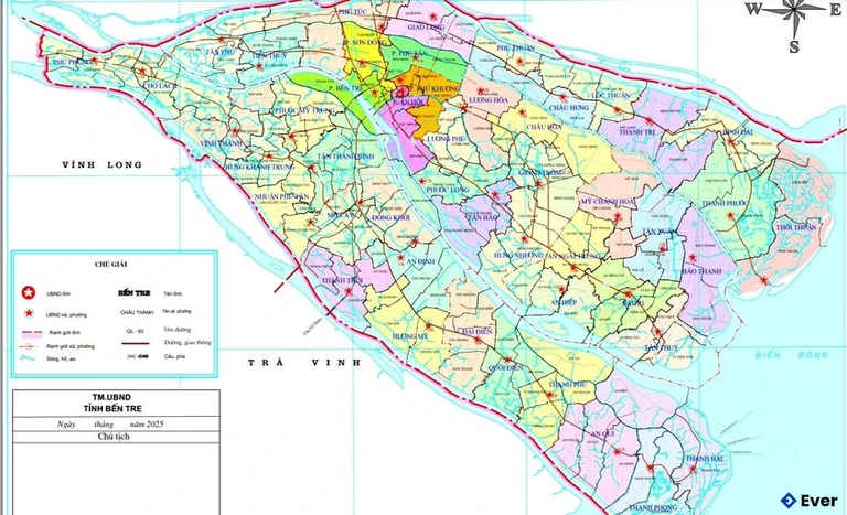 Bản đồ Bến Tre sau sáp nhập