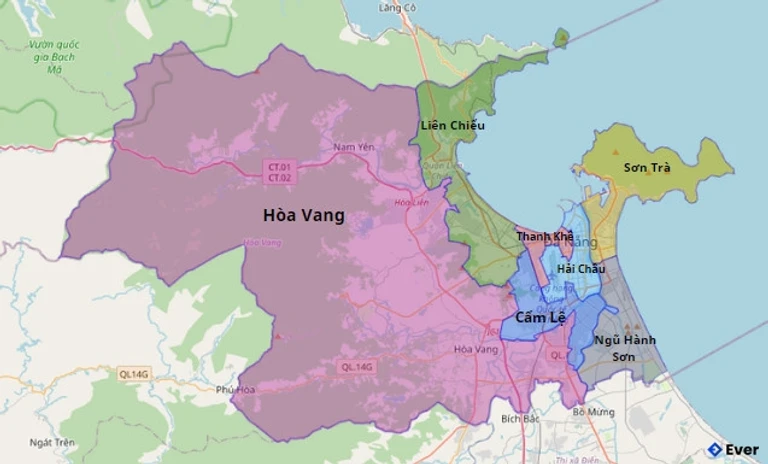 Bản đồ đơn vị hành chính Thành phố Đà Nẵng