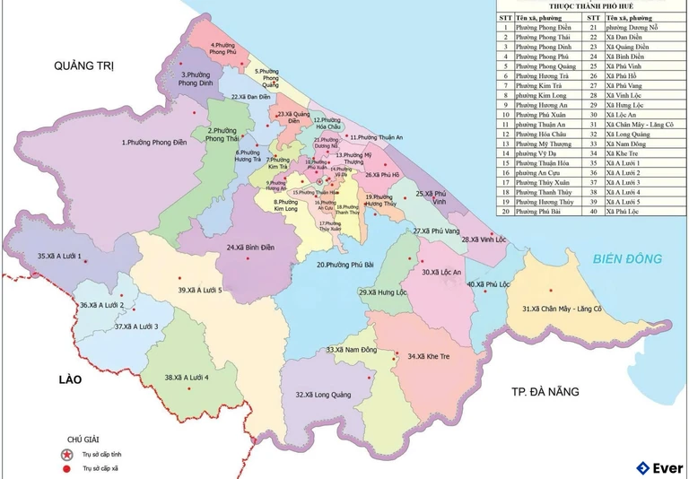 Bản đồ đơn vị hành chính Thành phố Huế