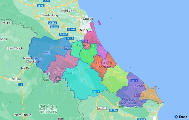 Bản đồ đơn vị hành chính Tỉnh Hà Tĩnh