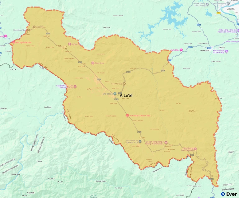 Bản đồ giao thông huyện A Lưới