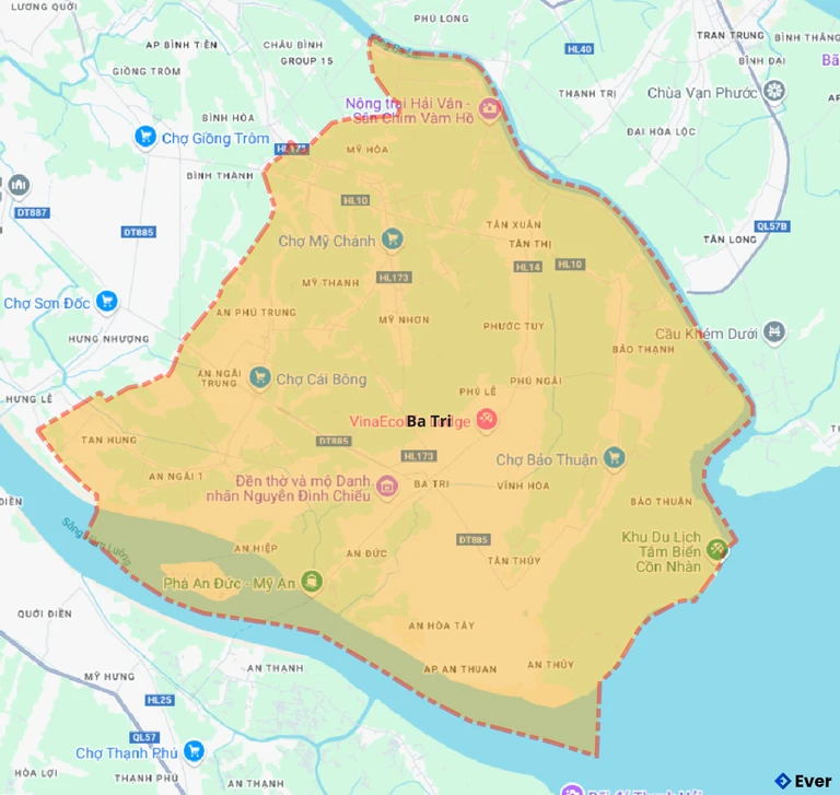 Bản đồ giao thông huyện Ba Tri