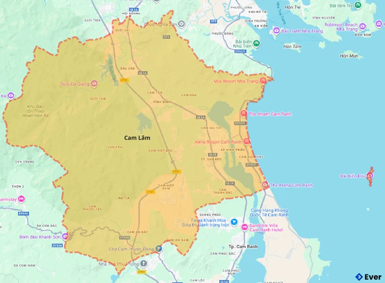 Bản đồ giao thông huyện Cam Lâm