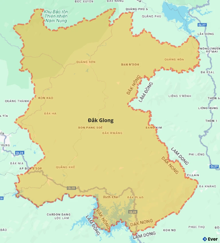Bản đồ giao thông huyện Đắk Glong