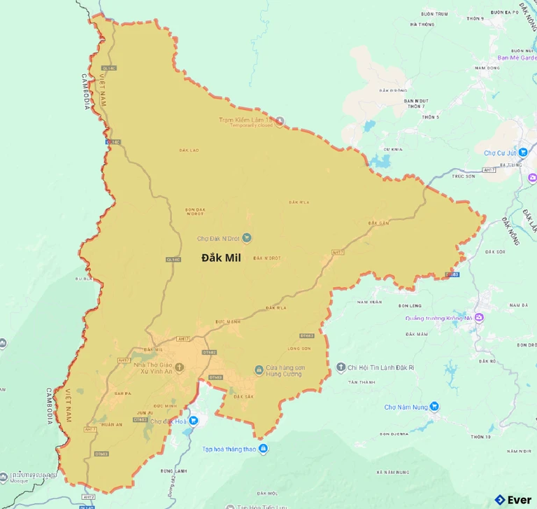 Bản đồ giao thông huyện Đắk Mil