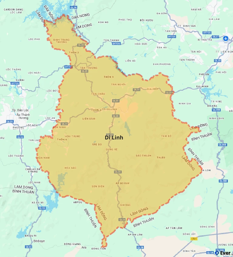 Bản đồ giao thông huyện Di Linh
