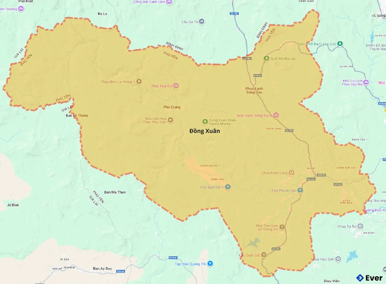 Bản đồ giao thông huyện Đồng Xuân