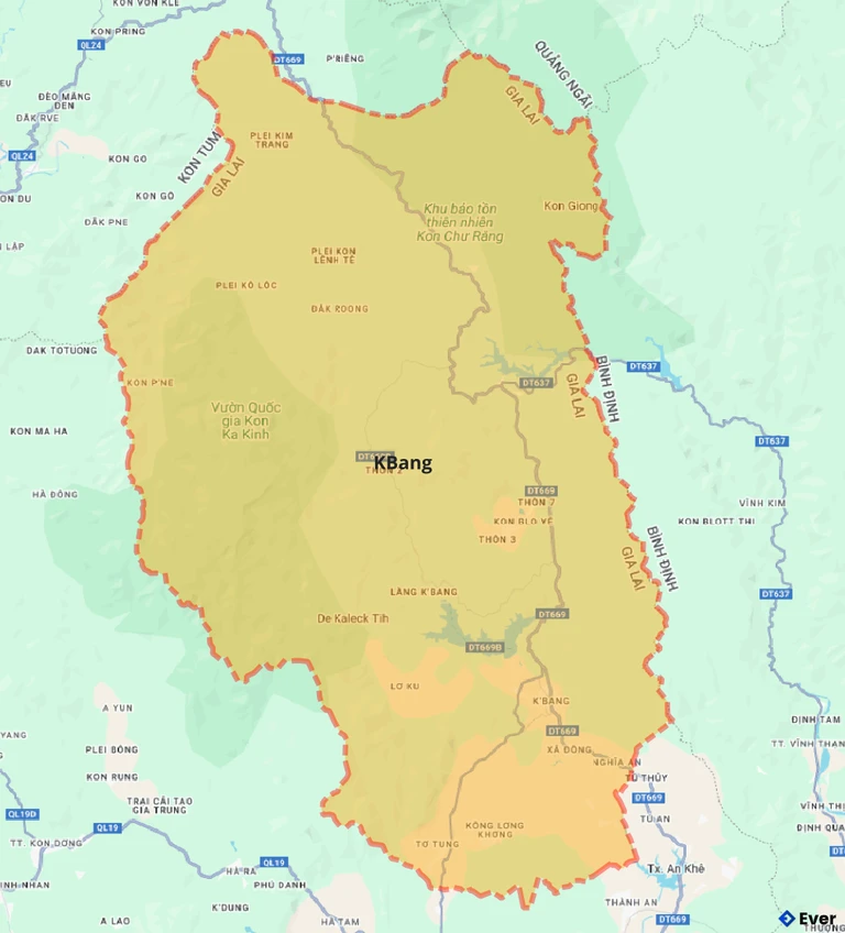 Bản đồ giao thông huyện Kbang