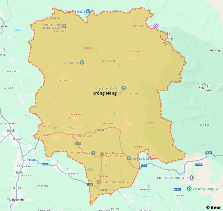 Bản đồ giao thông huyện Krông Năng