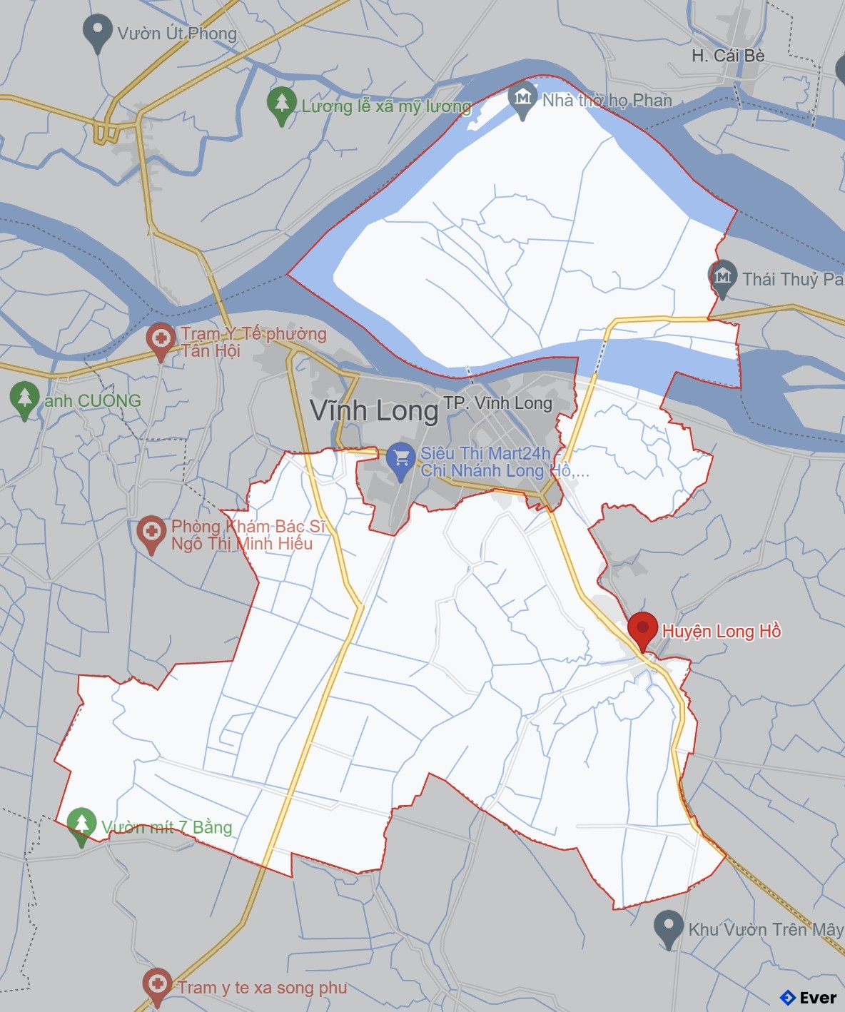 Bản đồ giao thông Huyện Long Hồ