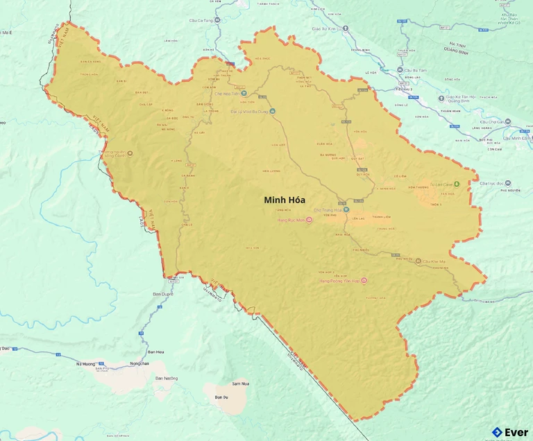 Bản đồ giao thông huyện Minh Hóa