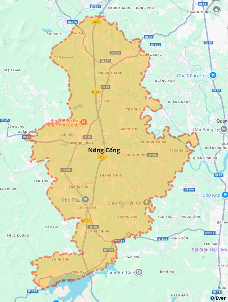 Bản đồ giao thông huyện Nông Cống