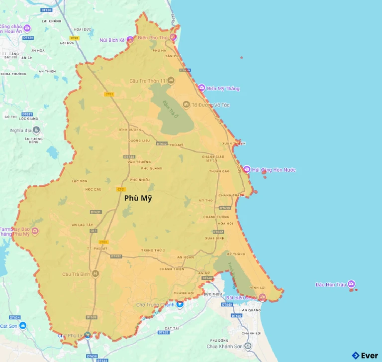 Bản đồ giao thông huyện Phú Mỹ