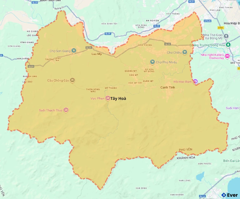Bản đồ giao thông huyện Tây Hòa