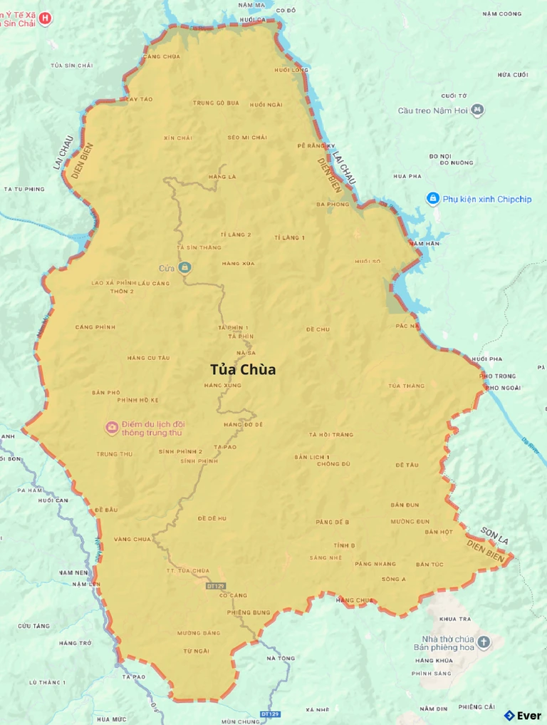 Bản đồ giao thông huyện Tủa Chùa