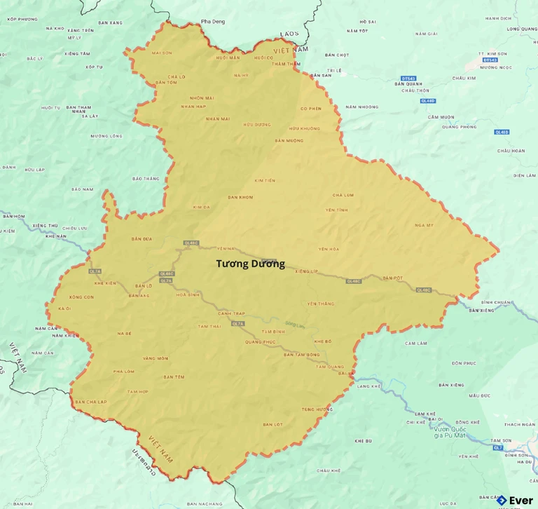 Bản đồ giao thông huyện Tương Dương
