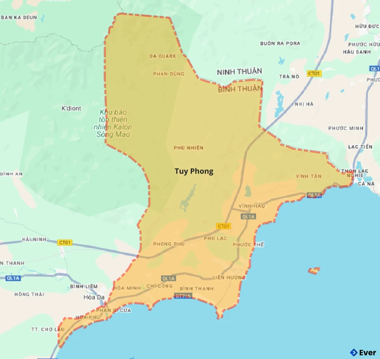 Bản đồ giao thông huyện Tuy Phong