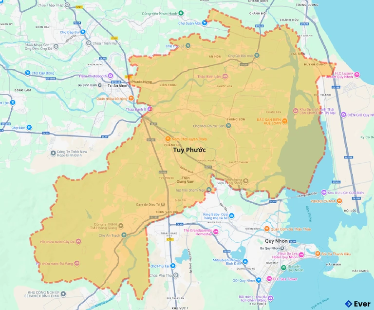 Bản đồ giao thông huyện Tuy Phước